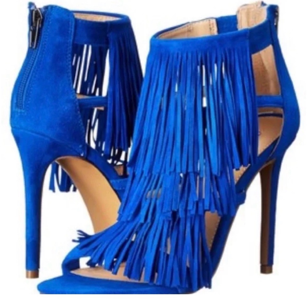 Steve Madden Blue Fringe Heels